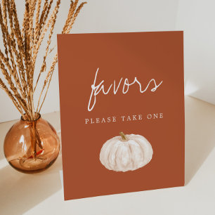 Boho Fall Pumpkin Baby Shower Favour Pedestal Sign