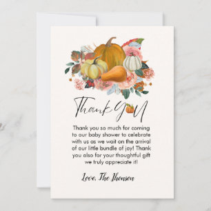Boho Fall pumpkin baby shower  thank you card