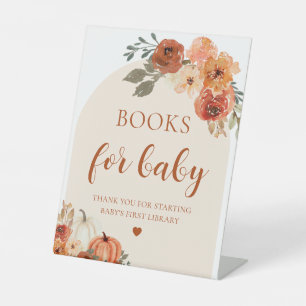 Boho Fall Pumpkin Books for Baby Baby Shower Sign