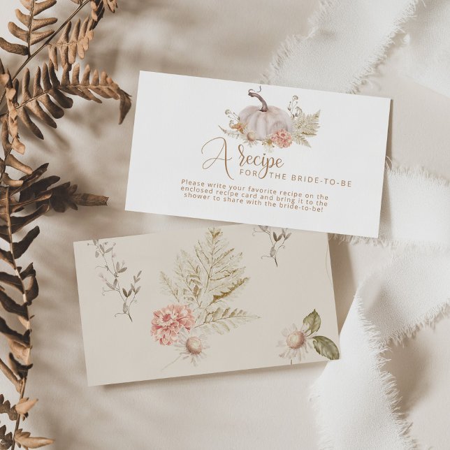 Boho fall pumpkin bridal recipe card insert (Creator Uploaded)