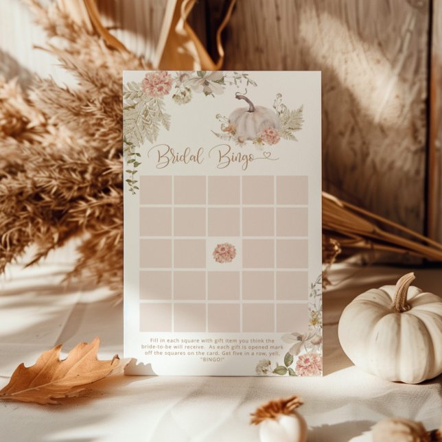 Boho fall pumpkin bridal shower bingo game (Creator Uploaded)
