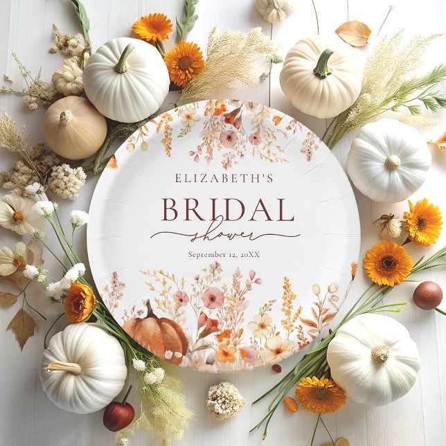 Boho Fall Pumpkin Bridal Shower Paper Plate (Creator Uploaded)
