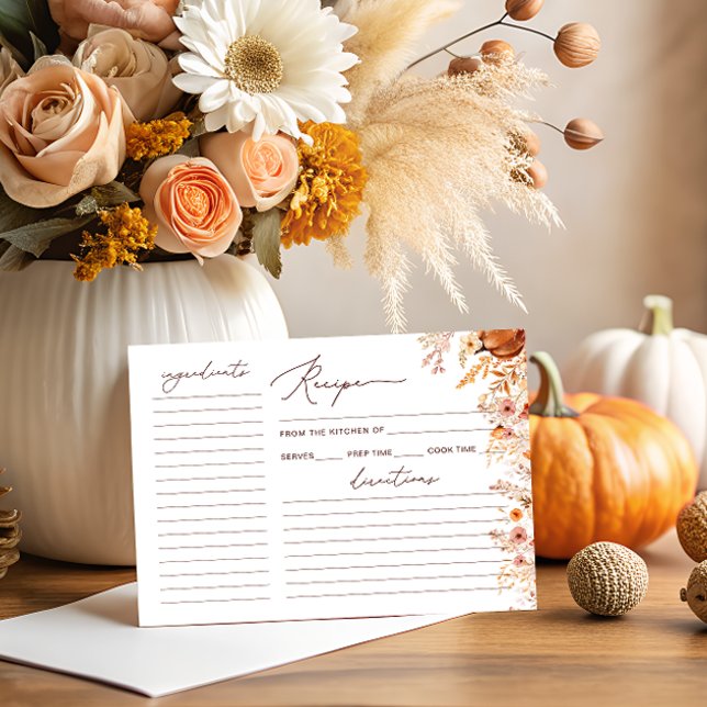 Boho fall Pumpkin Bridal Shower Recipe Card (Creator Uploaded)