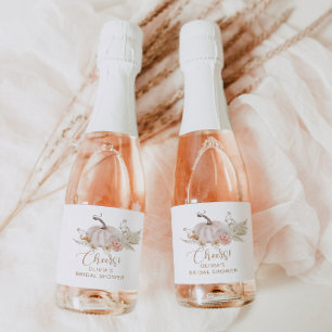 Boho fall pumpkin bridal shower Sparkling Wine lab Label