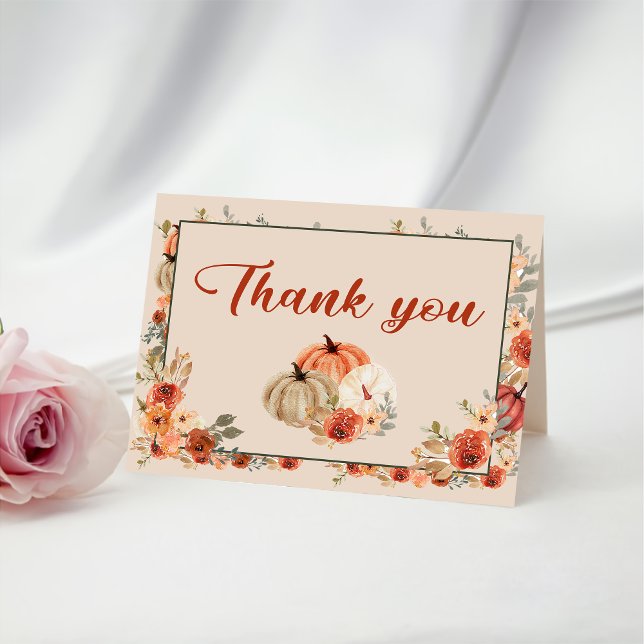 Boho Fall Pumpkin Bridal Shower Thank You Card (Creator Uploaded)