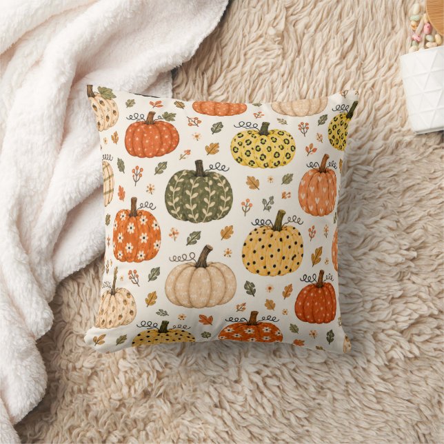 Boho Fall Pumpkin Cushion (Blanket)