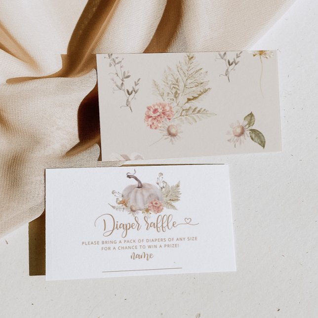 Boho fall pumpkin diaper raffle ticket enclosure card (Creator Uploaded)