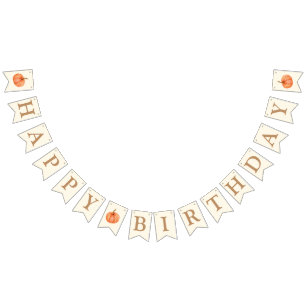Boho Fall Pumpkin Happy Birthday Bunting