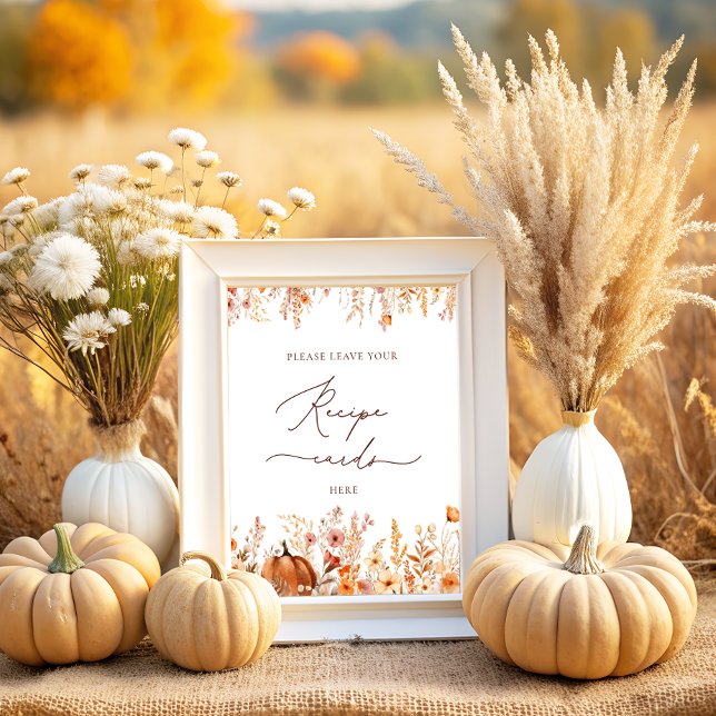 Boho Fall Pumpkin Leave Your Recipe Card Here Poster (Creator Uploaded)