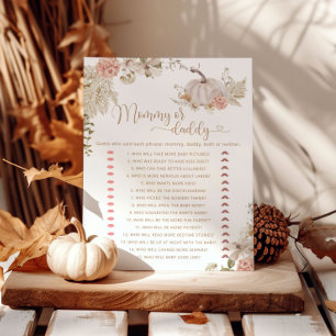 Boho fall Pumpkin mummy or daddy baby shower game