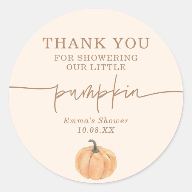 Boho Fall Pumpkin Thank You Favour Sticker (Front)