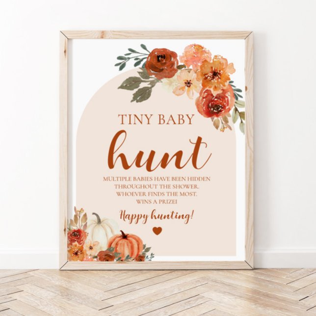 Boho Fall Pumpkin Tiny Baby Hunt Baby Shower Game Poster (Creator Uploaded)