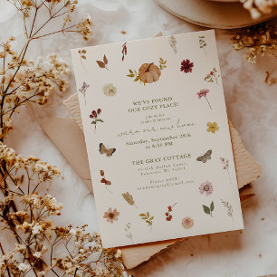 Boho Fall Pumpkin Wildflower Housewarming Invite