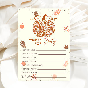 Boho Fall Pumpkin Wishes For Baby Shower Game Card