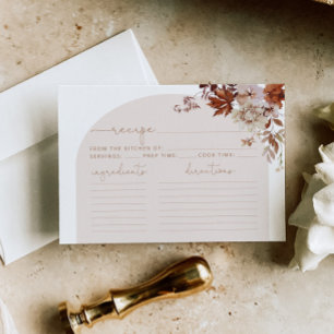 Boho fall recipe card. Elegant arch Recipe card