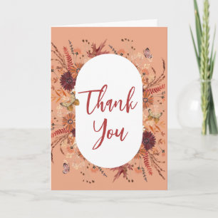 Boho Fall Rust Burgundy Mauve Pink photo  Thank You Card