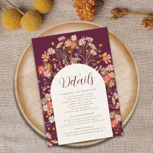Boho Fall Rustic Floral Arch Wedding Details Enclosure Card