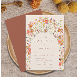 Boho Fall Rustic Floral Arch Wedding Meal Options RSVP Card