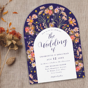 Boho Fall Rustic Wildflower Floral Arch Wedding Invitation