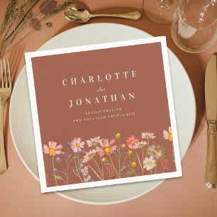 Boho Fall Rustic Wildflower Floral Wedding Napkin