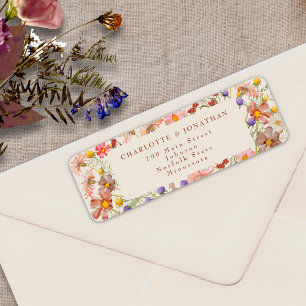 Boho Fall Rustic Wildflower Floral Wedding Return Address Label