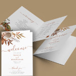 Boho fall watercolor floral terracotta wedding program<br><div class="desc">Modern rustic watercolor botanical flowers,  pumpkins,  foliage,  and dried leaves making a chic autumn fall elegant custom wedding program template with a trendy handwriting calligraphy script and earthy terracotta beige colour palette.                  Easy to personalise it with your details on the front and inside!</div>