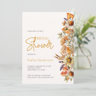 Boho Fall Watercolor Wildflower Bridal Shower  Invitation