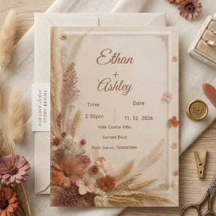 Boho Fall Wedding Terracotta rustic autumn wedding Invitation