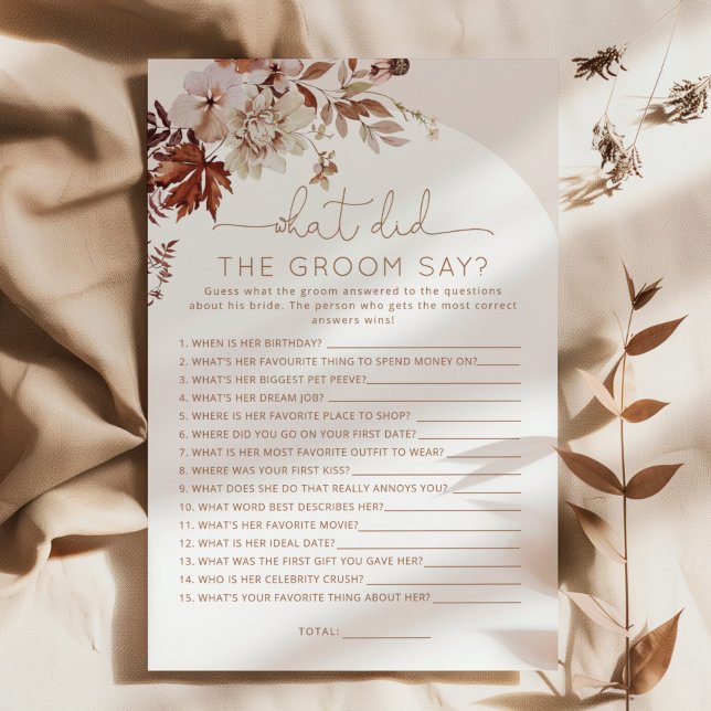 Boho fall What did the groom say bridal game (Creator Uploaded)