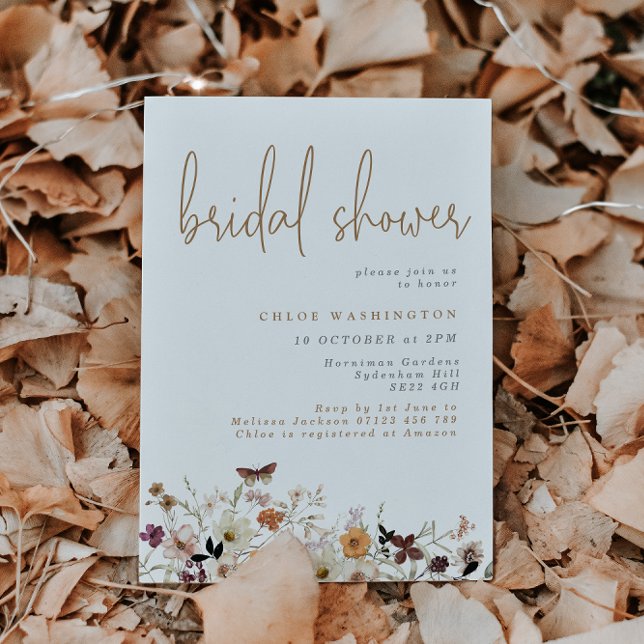 Boho Fall Wild Flowers Bridal Shower Invitation (Creator Uploaded)