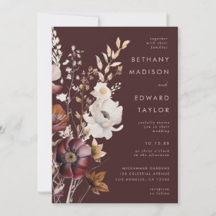 Boho Fall Wildflower All-In-One Wedding Invitation