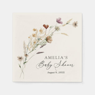 Boho Fall Wildflower Baby Shower Napkin