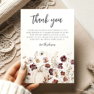 Boho Fall Wildflower Baby Shower Thank You Card