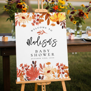 Boho Fall Wildflower Baby Shower Welcome Sign