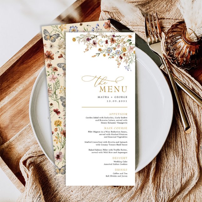 Boho Fall Wildflower Backyard Wedding Menu Card (Creator Uploaded)