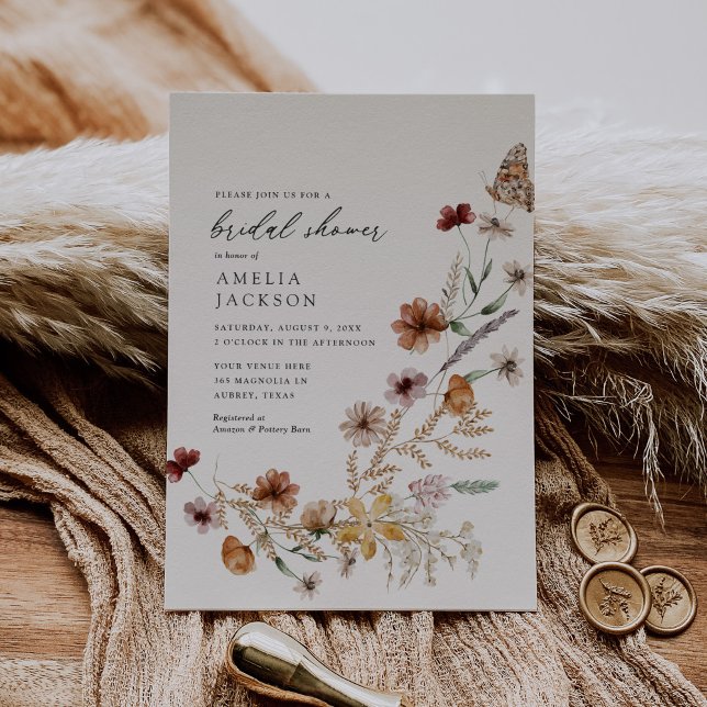 Boho Fall Wildflower Bridal Shower Invitation (Creator Uploaded)