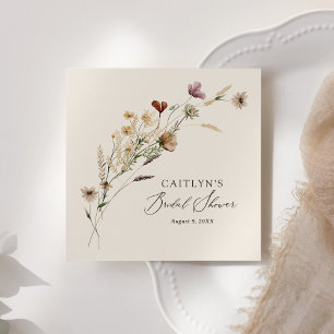 Boho Fall Wildflower Bridal Shower Napkin