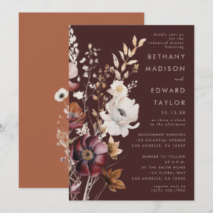 Boho Fall Wildflower Brown Rehearsal Dinner Invitation