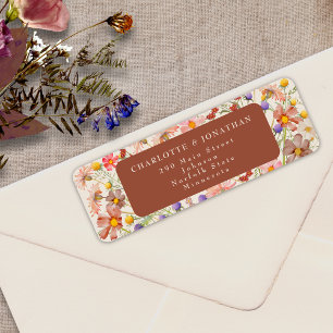 Boho Fall Wildflower Rustic Floral Wedding Return Address Label