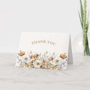 Boho Fall Wildflower Terracotta Baby Shower Thank You Card