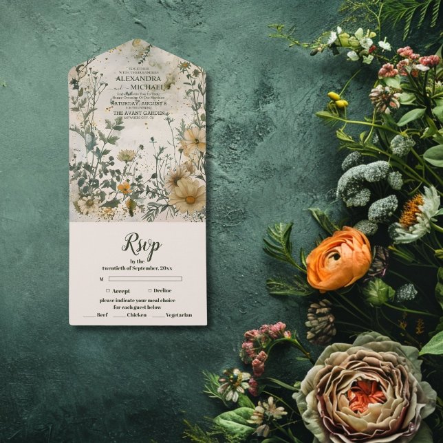 Boho Fall Wildflower Wedding All In One Invitation (Creator Uploaded)