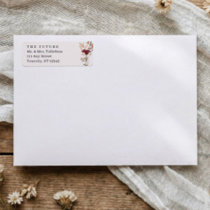 Boho Fall Wildflowers Wedding Return Address Label