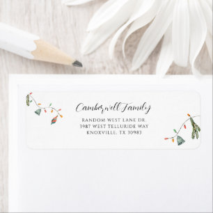 Boho Family Christmas Botanical Return Address Label