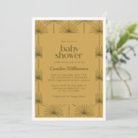 Boho Fan Palm Leaf Botanical Mustard Baby Shower 
