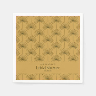 Boho Fan Palm Leaf Botanical Mustard Bridal Shower Napkin