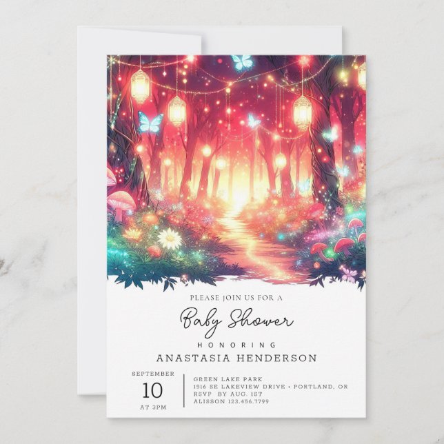  Boho Fantasy Enchanted Forest Baby Shower Invitation (Front)