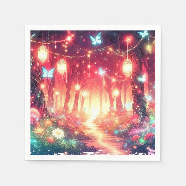 Boho Fantasy Enchanted Forest Baby Shower Napkin (Front)
