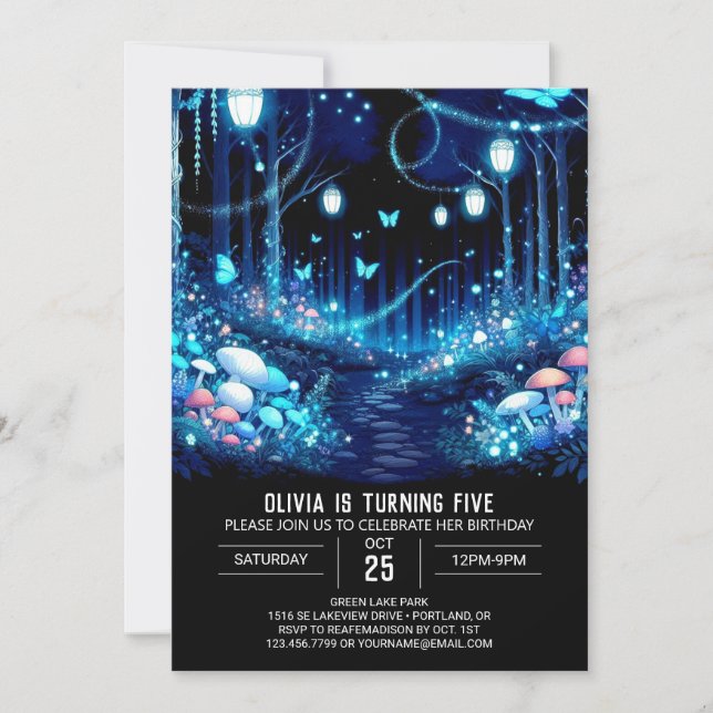Boho Fantasy Woodland Digital Birthday Invitation (Front)
