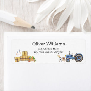 Boho Farmer Tractor Baby Shower Return Address Label
