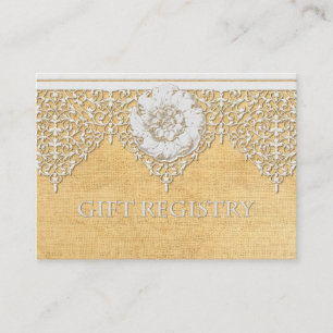 BOHO Faux Burlap n Lace gypsy modern Mod style Enclosure Card